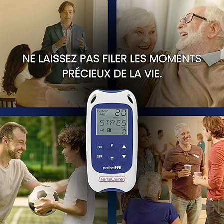 Écran LCD du Perfect PFE pour Homme affichant le programme, la minuterie et l'intensité en milliampères
